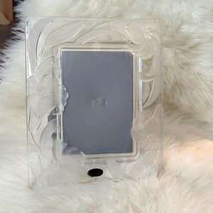 Vintage frosted & clear glass crystal studios japan picture frame wedding 5 x 7